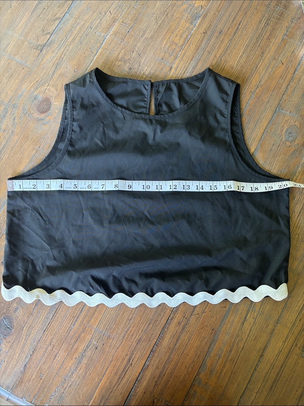 SHEIN size L black with white scalloped trim cropped tank and short set - Picture 11 of 12